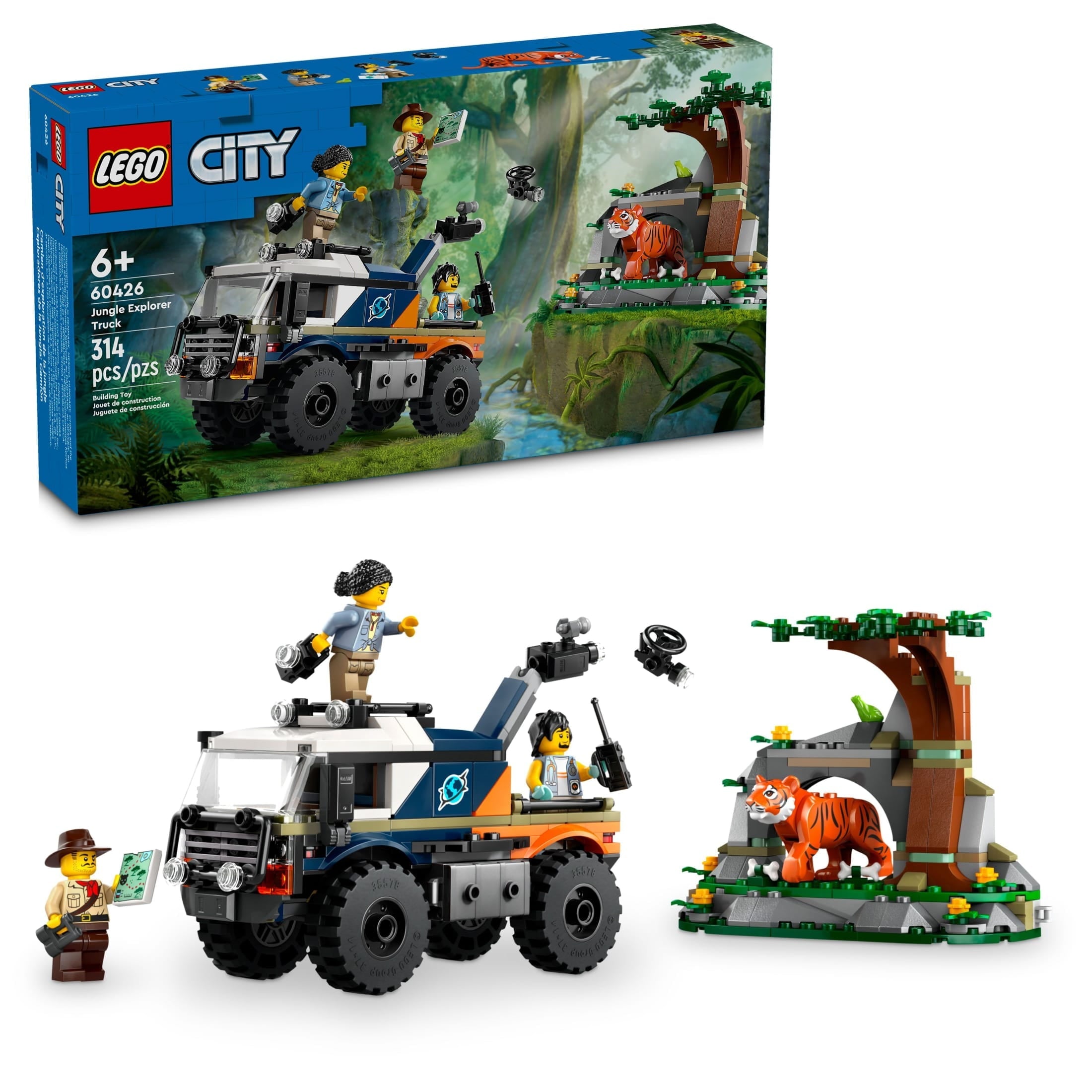 LEGO City Jungle Explorer Off-Road Truck Building Toys - Gift for Christmas - Pretend Play Set for Kids, Boys & Girls, Ages 6+ - W/ 3 Minifigures & Tiger Figure - 60426